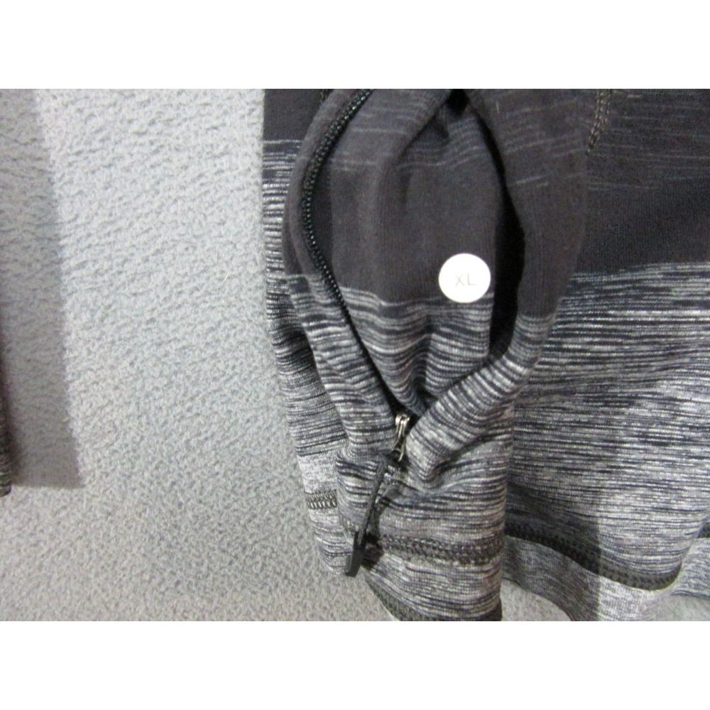 Lululemon Shirt Men XL Gray Universal Stripe Black Soot Light White Core 1/4 Zip - Picture 6 of 11